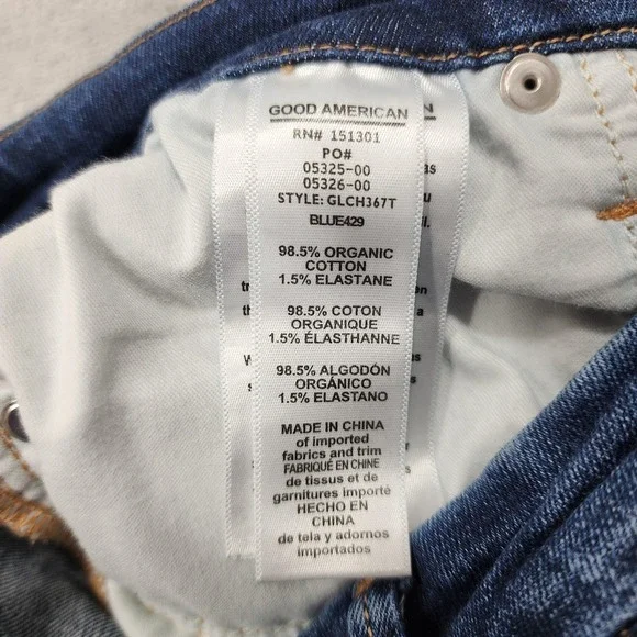 Good American Jeans Women 2/26 Blue Mid Rise Good Legs Skinny Distressed Raw Hem - Picture 4 of 11